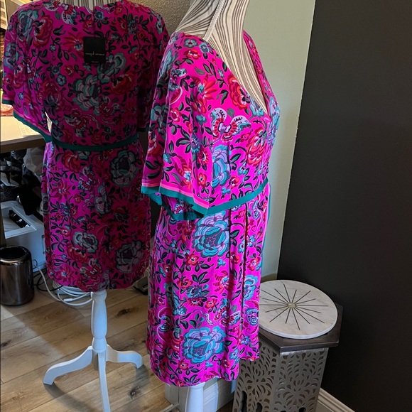 π 1 hour sale. NWT. Nanette Lepore, size 10, Teal & Pink, Lotus Silk, Floral - Picture 4 of 11